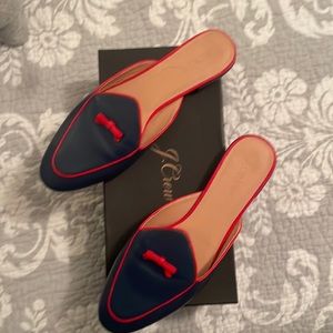J Crew size 9 leather bow loafer mules